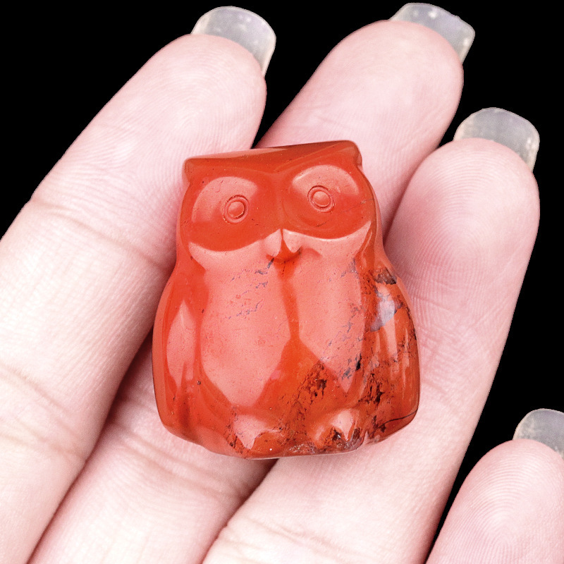 Natural Stone Owl Mini Figurine Hand Carved Animal Desk Decor Small Owl Statue Home Display Collectible Ornament Gift