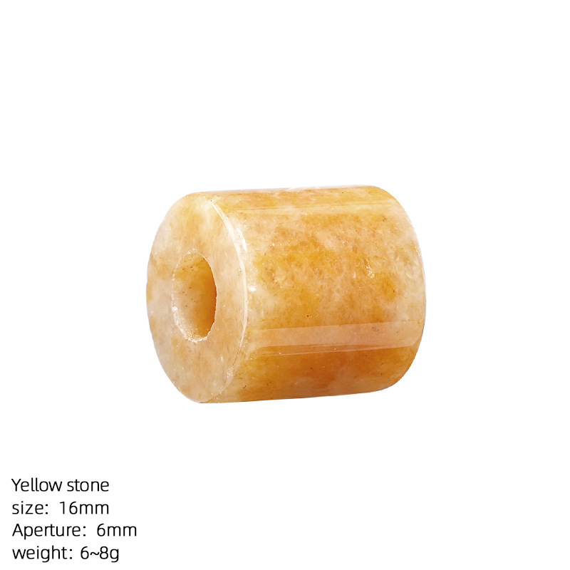 Natural Stone Cylinder Large Hole Beads, 16mm Crystal Agate Barrel Loose Beads with 6mm Hole for DIY Bracelets, Necklaces and Jewelry Accessories