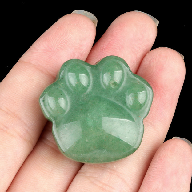 Natural Crystal Paw Figurine, Carved Cat Paw Bear Paw Stone Mini Desk Decor Gift, Polished Animal Palm Ornament and Cute Display Collectible