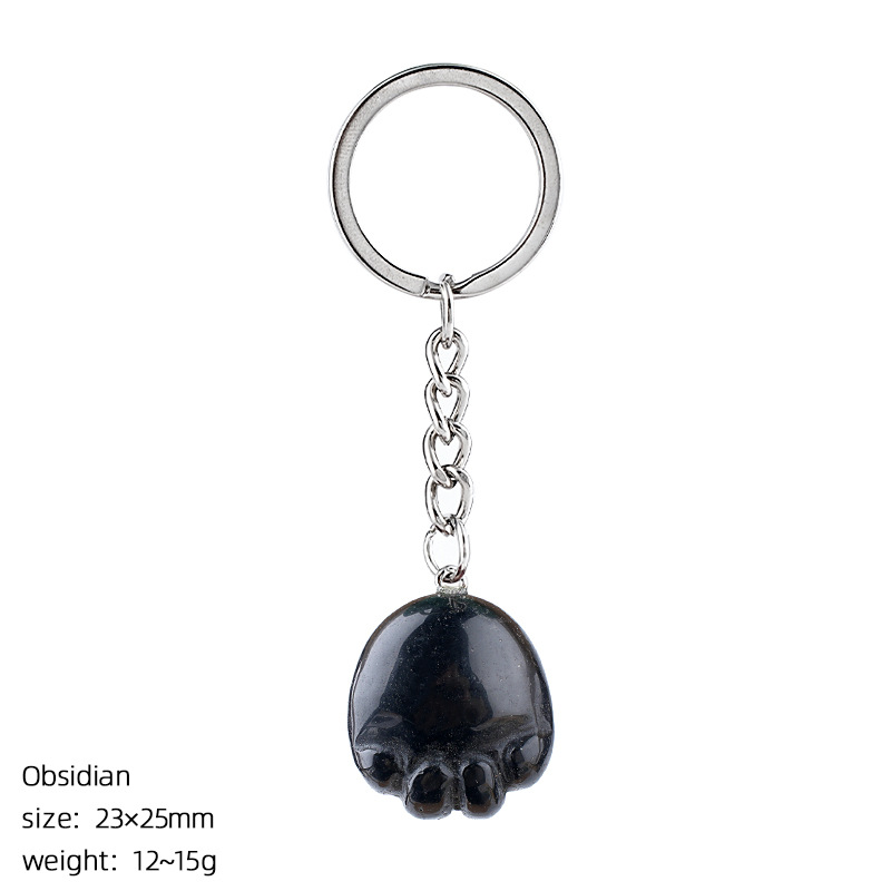 Natural Crystal Paw Keychain, Cute Stone Cat Paw Charm for Bag Decoration, Key Ring Accessory, DIY Pendant and Everyday Gift