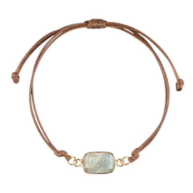 Natural Crystal Faceted Rectangle Bracelet, Adjustable Handwoven Cord for Daily Wear, DIY Jewelry, Personalized Gift