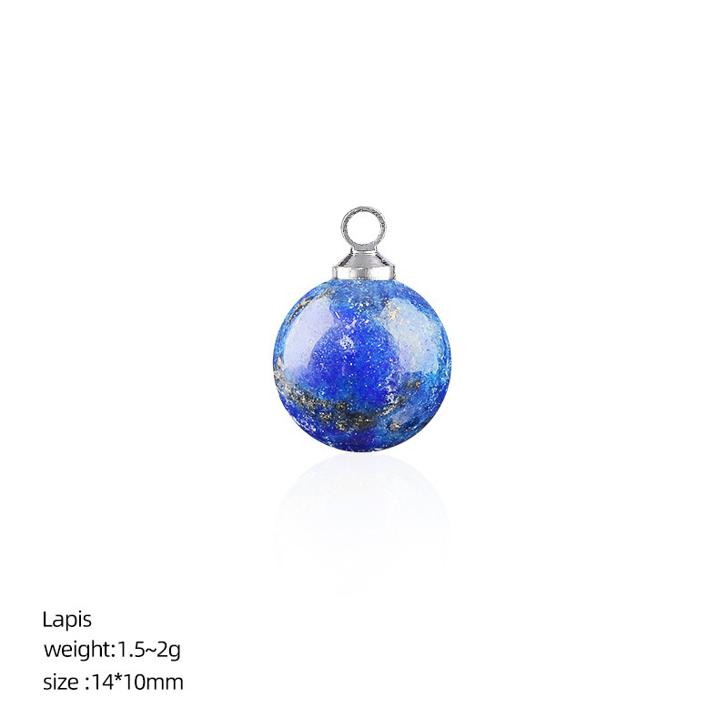 Natural Stone Round Ball Pendant Charm, 10mm Sphere Pendant for DIY Necklace Bracelet Earrings Craft Accessories
