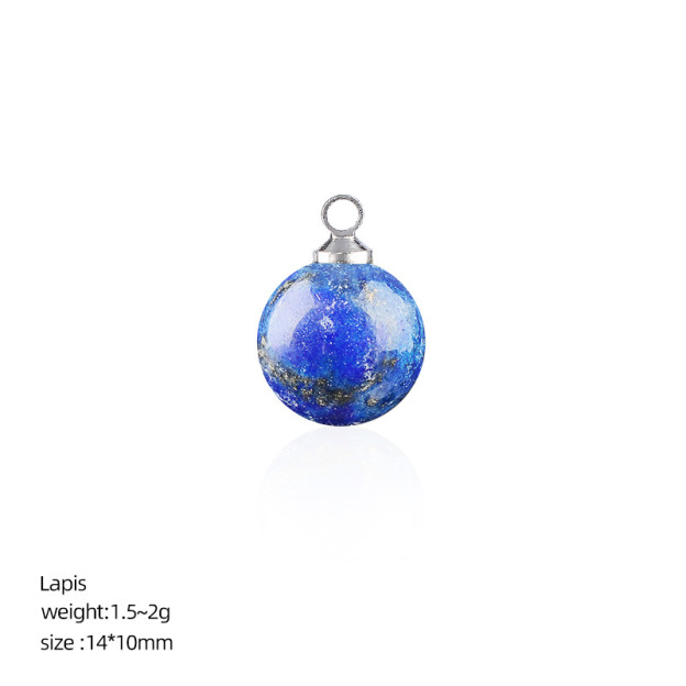 Natural Stone Round Ball Pendant Charm, 10mm Sphere Pendant for DIY Necklace Bracelet Earrings Craft Accessories