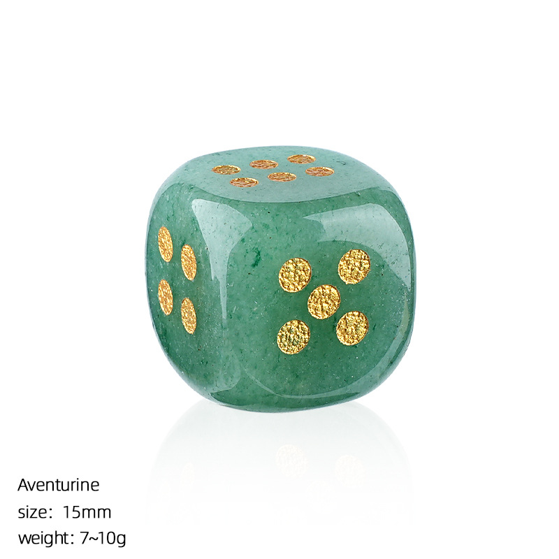 Natural Gemstone Dice Rounded Edge 15mm Crystal Dice for Board Games and Collection