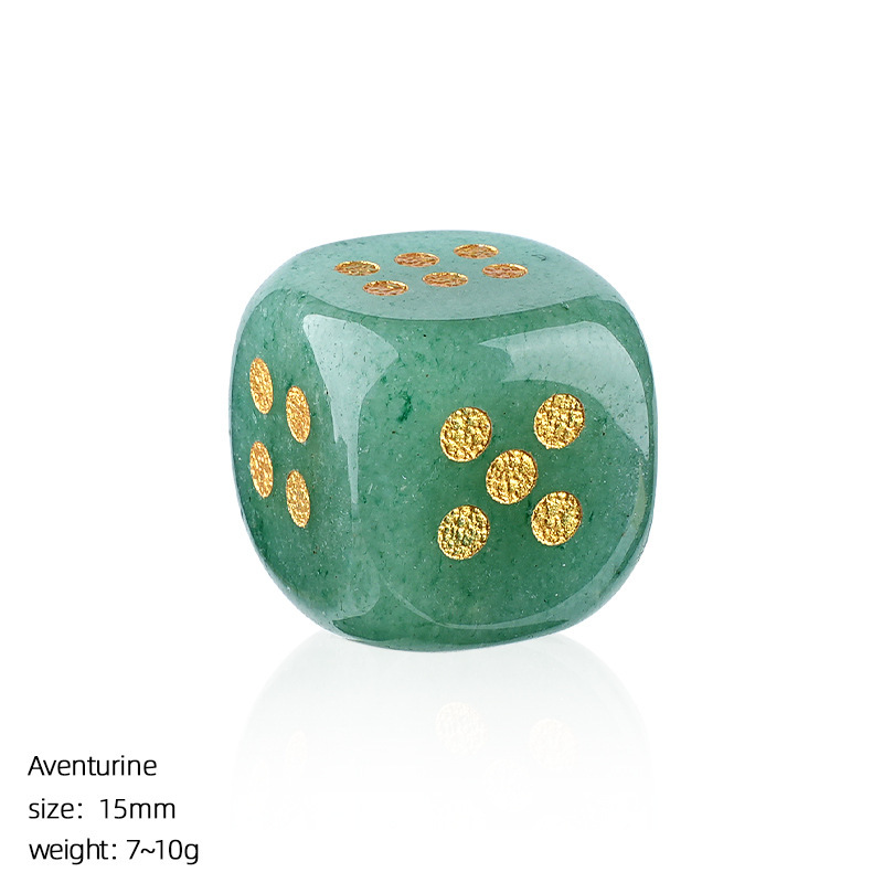 Natural Gemstone Dice Rounded Edge 15mm Crystal Dice for Board Games and Collection