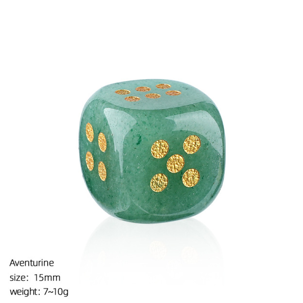 Natural Gemstone Dice Rounded Edge 15mm Crystal Dice for Board Games and Collection