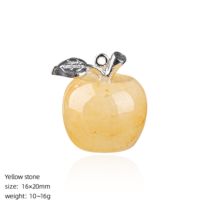 Crystal Fruit Pendant with Leaf, Multi-Color Stone Charm for DIY Necklace or Craft Projects