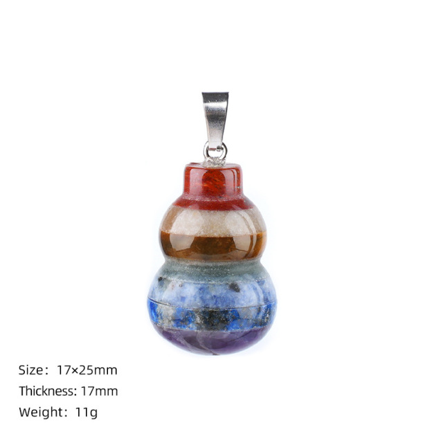 Seven Chakra Style Layered Gemstone Pendant Color Block Crystal Necklace Heart Moon Star Charm26022105