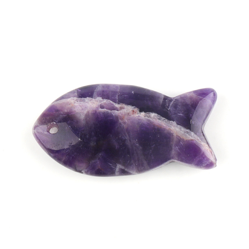 Natural Stone Fish Shape Pendant, DIY Fish-shaped Necklace, Creative Carved Stone Fish Pendant