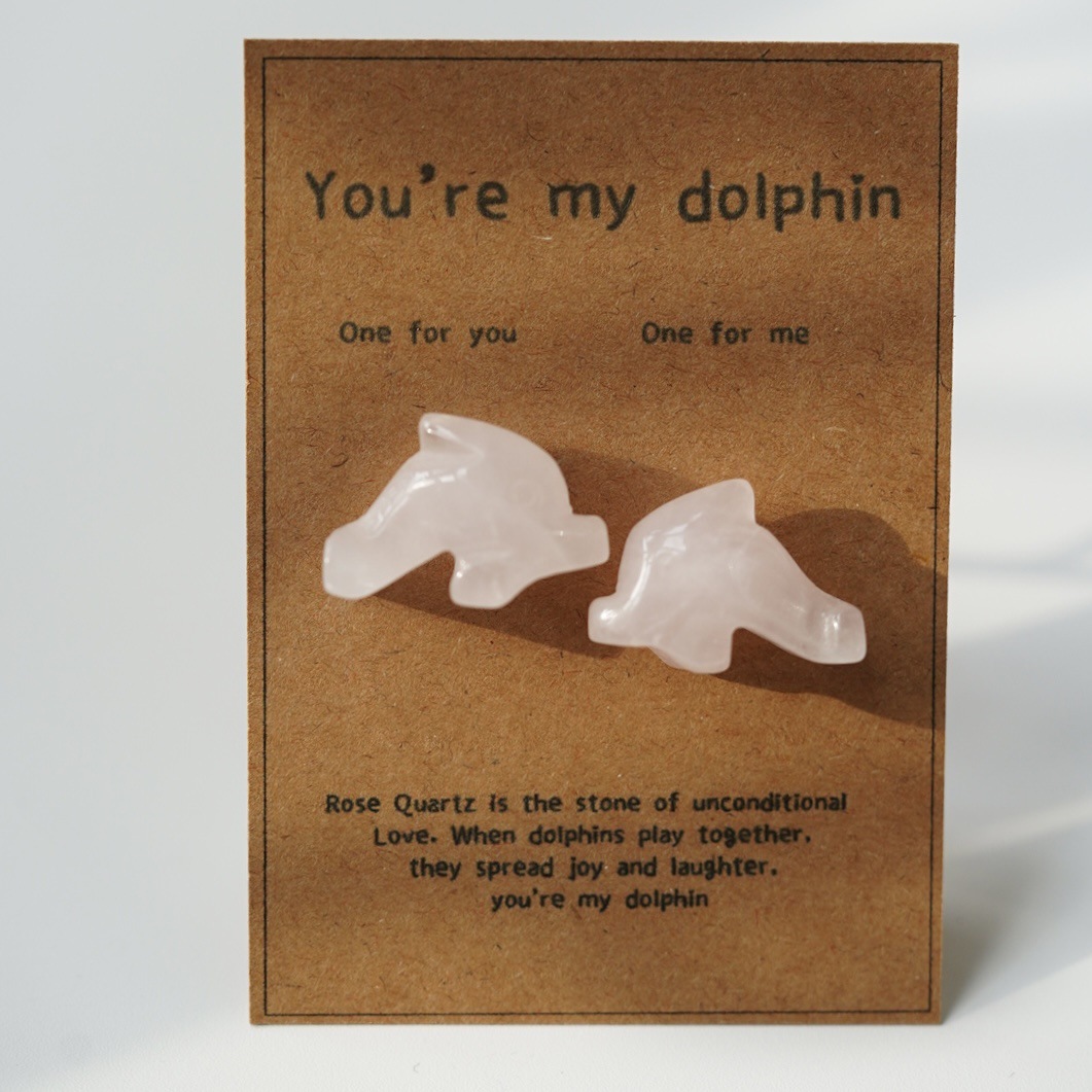 Rose Quartz Animal Couple Carving with Message Card, Hand-Carved Crystal Love Gift for Valentine’s Day & Anniversary