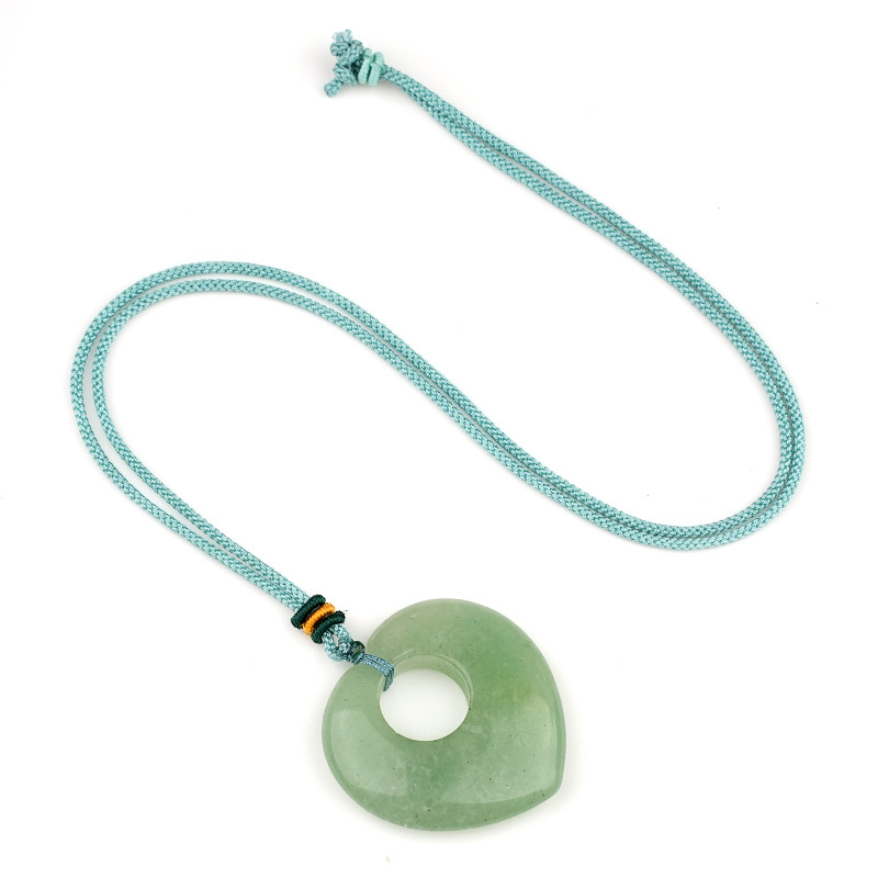 Natural Crystal Heart Stone Necklace, Love Heart Sweater Chain Pendant, Gemstone Heart Charm Long Necklace Gift Jewelry Accessory