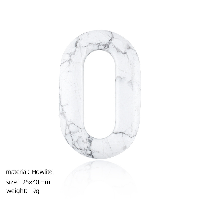 Natural Stone Oval O-Ring Pendant 25×40mm Large Hole Crystal & Jadeite Carved Loop Connector for DIY Necklace Jewelry Making