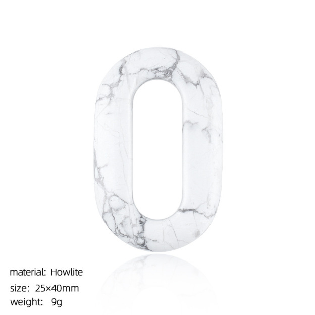 Natural Stone Oval O-Ring Pendant 25×40mm Large Hole Crystal & Jadeite Carved Loop Connector for DIY Necklace Jewelry Making