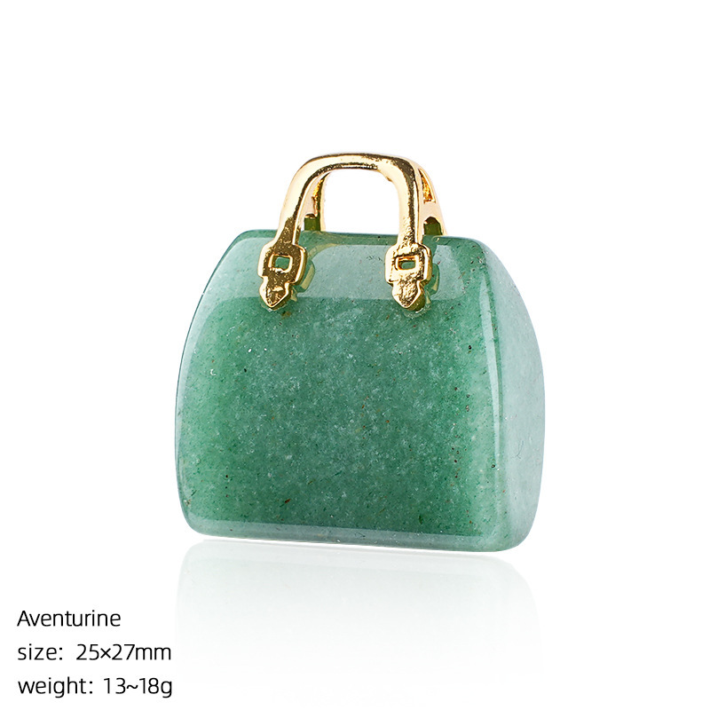 Natural Stone Mini Handbag Pendant, Agate Crystal Bag Charm for Necklace, DIY Decoration or Display Piece