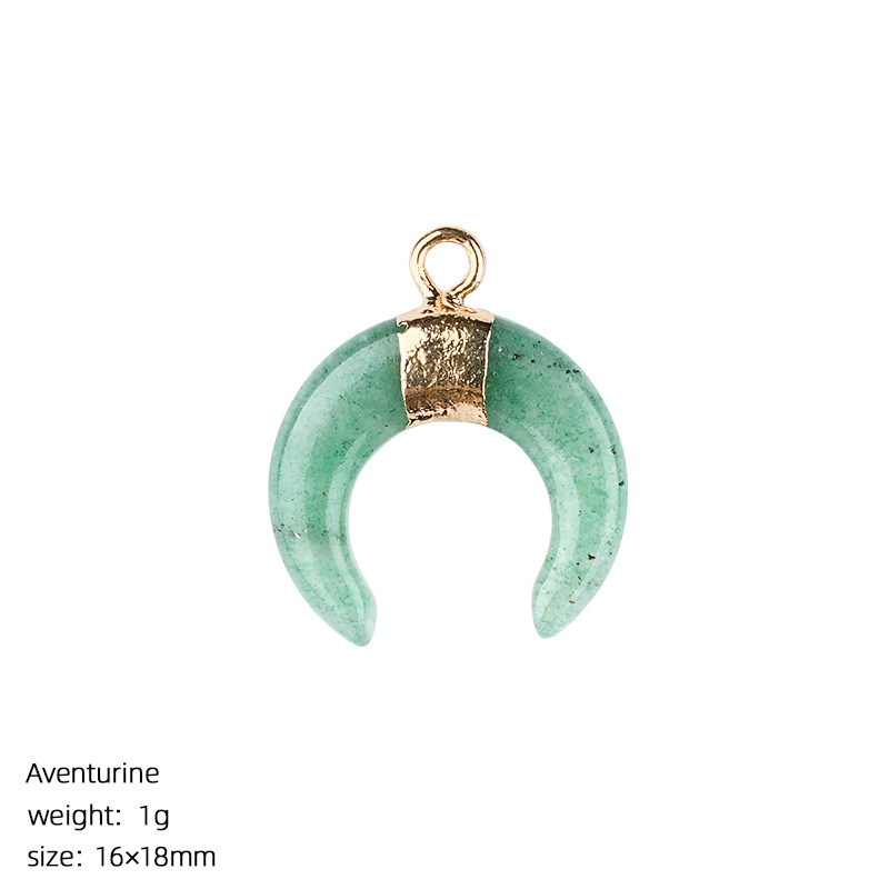 Natural Stone Crescent Moon Pendant Necklace Handcrafted with Adjustable Rope