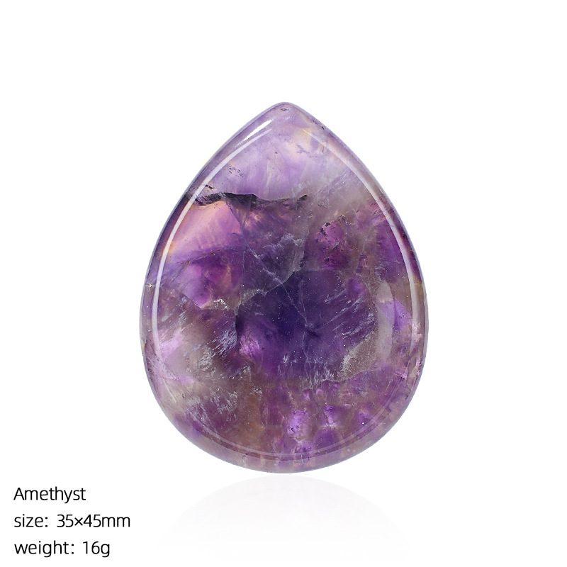 Natural Stone Thumb Worry Stone Teardrop Palm Massage Stone Grooved Crystal Pocket Stone Stress Relief Meditation Healing Stone