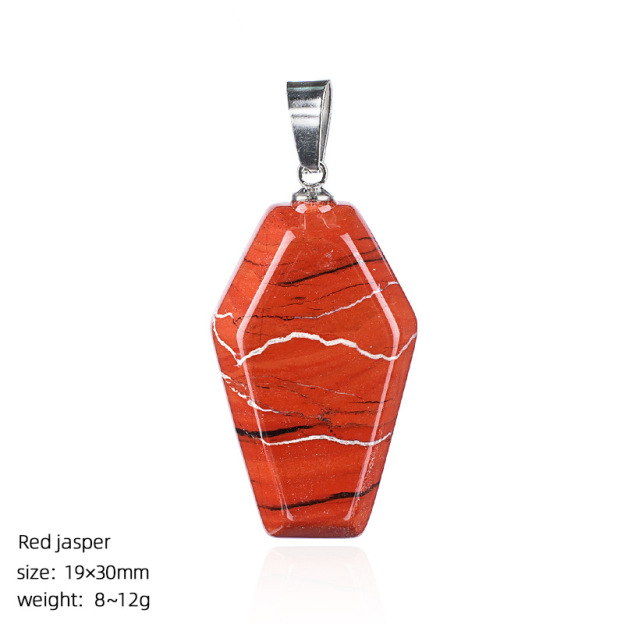 Natural Coffin-Shaped Crystal Pendant Necklace, Faceted Gemstone Coffin Charm, Gothic Style Stone Jewelry for Daily Wear or Seasonal Styling