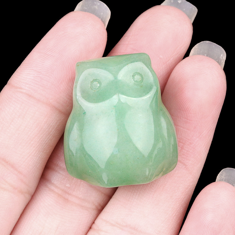 Natural Stone Owl Mini Figurine Hand Carved Animal Desk Decor Small Owl Statue Home Display Collectible Ornament Gift