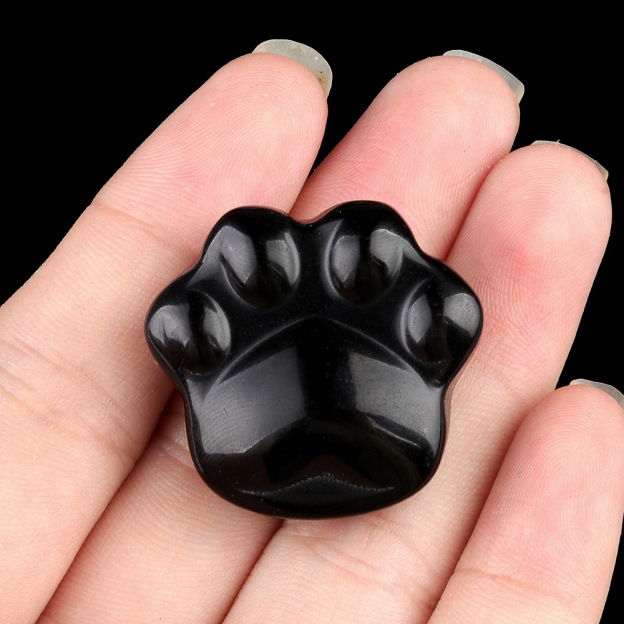 Natural Crystal Paw Figurine, Carved Cat Paw Bear Paw Stone Mini Desk Decor Gift, Polished Animal Palm Ornament and Cute Display Collectible
