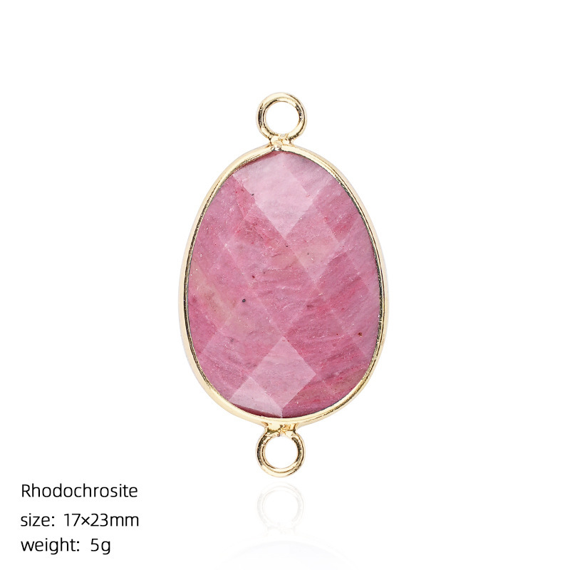 Natural Crystal Faceted Connector Charm, Gold Wrapped Double Loop Gemstone Pendant for DIY Bracelet, Necklace and Handmade Jewelry Making