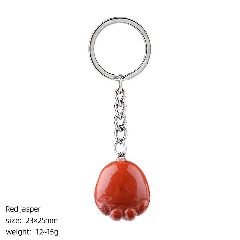 Natural Crystal Paw Keychain, Cute Stone Cat Paw Charm for Bag Decoration, Key Ring Accessory, DIY Pendant and Everyday Gift