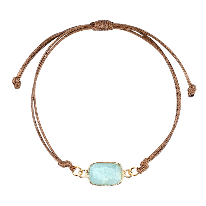 Natural Crystal Faceted Rectangle Bracelet, Adjustable Handwoven Cord for Daily Wear, DIY Jewelry, Personalized Gift