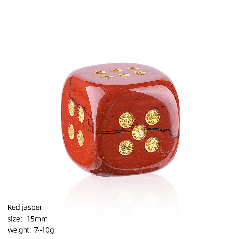Natural Gemstone Dice Rounded Edge 15mm Crystal Dice for Board Games and Collection