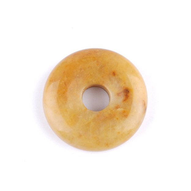 Natural Gemstone Donut Pendant Large Hole Round Peace Buckle Crystal Necklace DIY Charm26022107