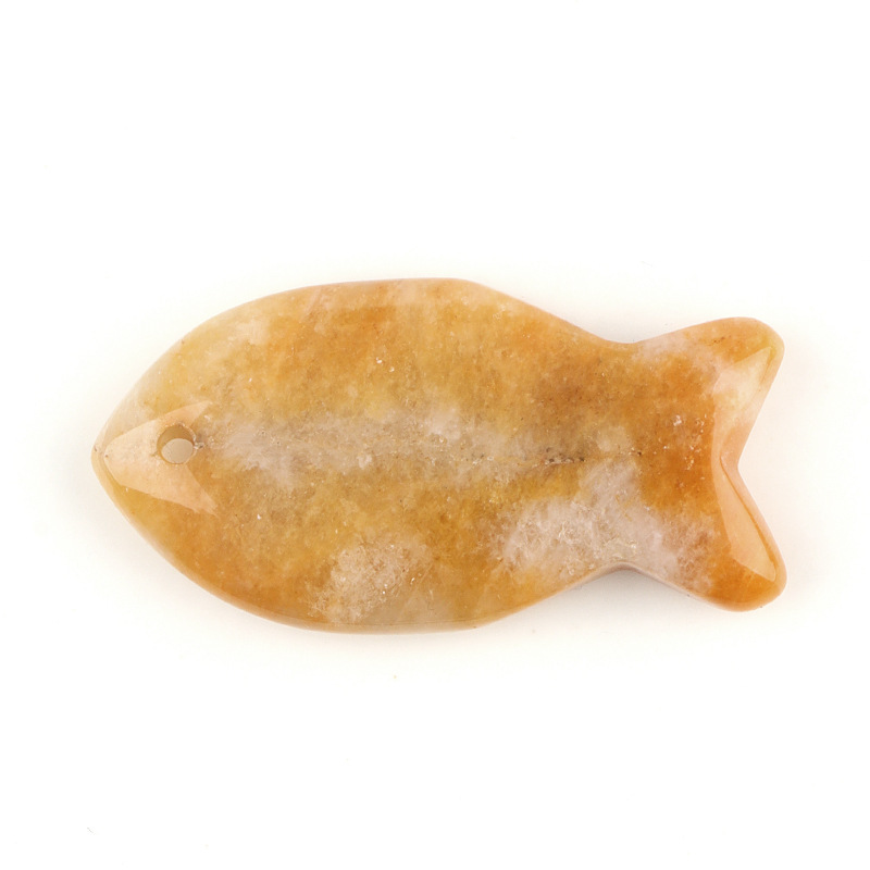 Natural Stone Fish Shape Pendant, DIY Fish-shaped Necklace, Creative Carved Stone Fish Pendant