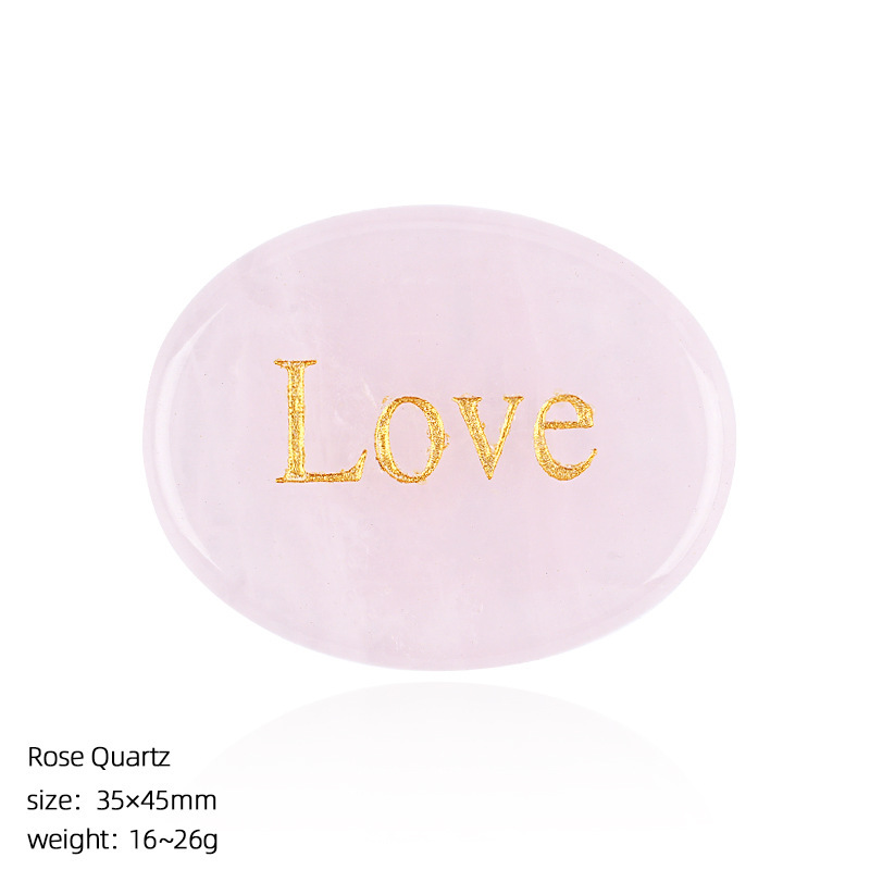 Natural Crystal Engraved Palm Stone, Oval Affirmation Worry Stone Massage Stone for Relaxation, Motivation, Gift, Desk Decor and Wholesale