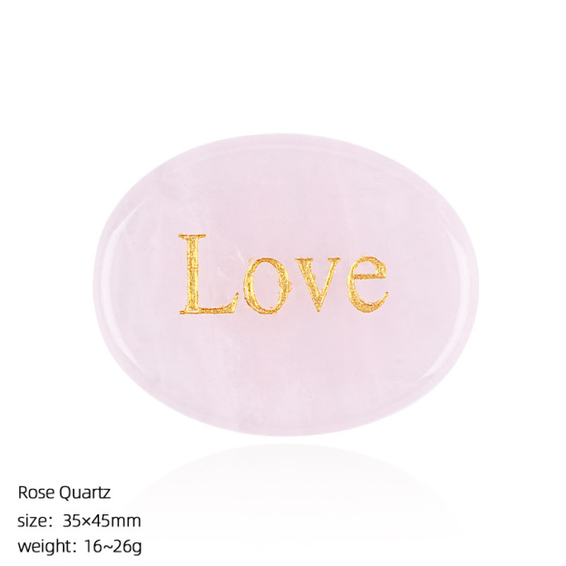 Natural Crystal Engraved Palm Stone, Oval Affirmation Worry Stone Massage Stone for Relaxation, Motivation, Gift, Desk Decor and Wholesale