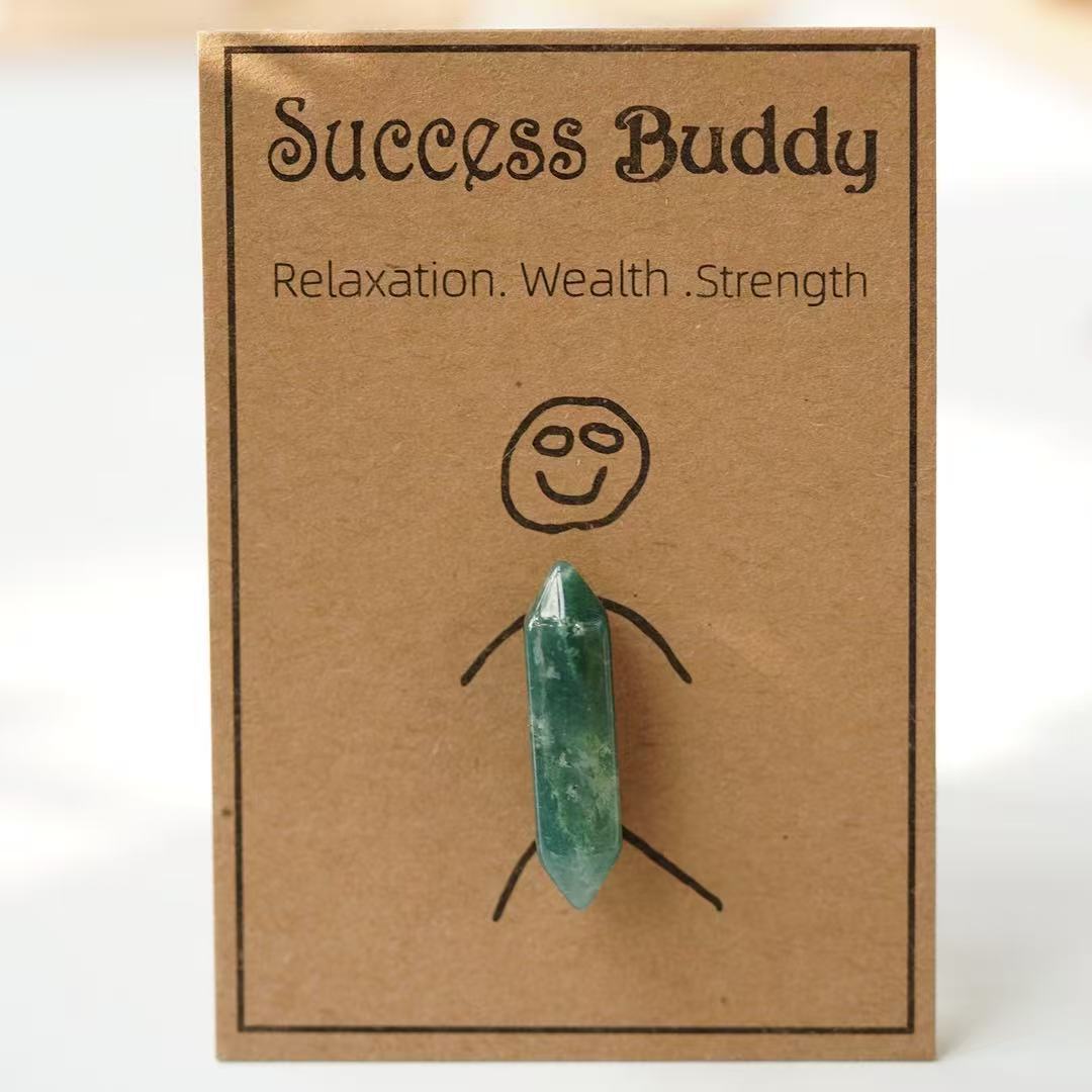 Natural Crystal Double Terminated Point with Message Card, Hand-Polished Healing Stone Gift for Mindfulness, Display & Resale