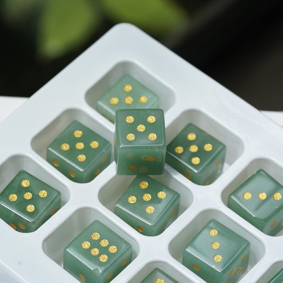 Semi-Precious Crystal Dice, Engraved Gemstone Dice Available as Single Pieces or Display Sets