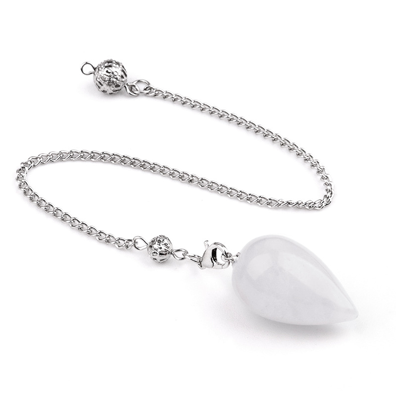 Natural Crystal Teardrop Pendulum Pendant Necklace Stone Dowsing Charm with Chain Jewelry Accessory 20260211-01