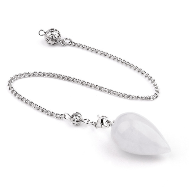 Natural Crystal Teardrop Pendulum Pendant Necklace Stone Dowsing Charm with Chain Jewelry Accessory 20260211-01