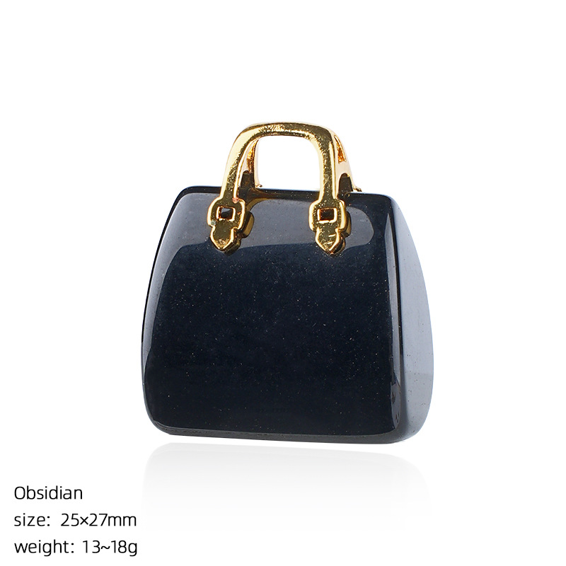 Natural Stone Mini Handbag Pendant, Agate Crystal Bag Charm for Necklace, DIY Decoration or Display Piece