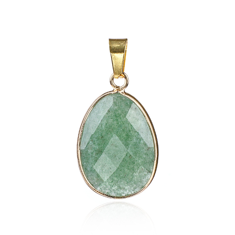 Elegant Oval-Shaped Crystal Pendant with Double Facet Copper Edge Necklace for Fashion