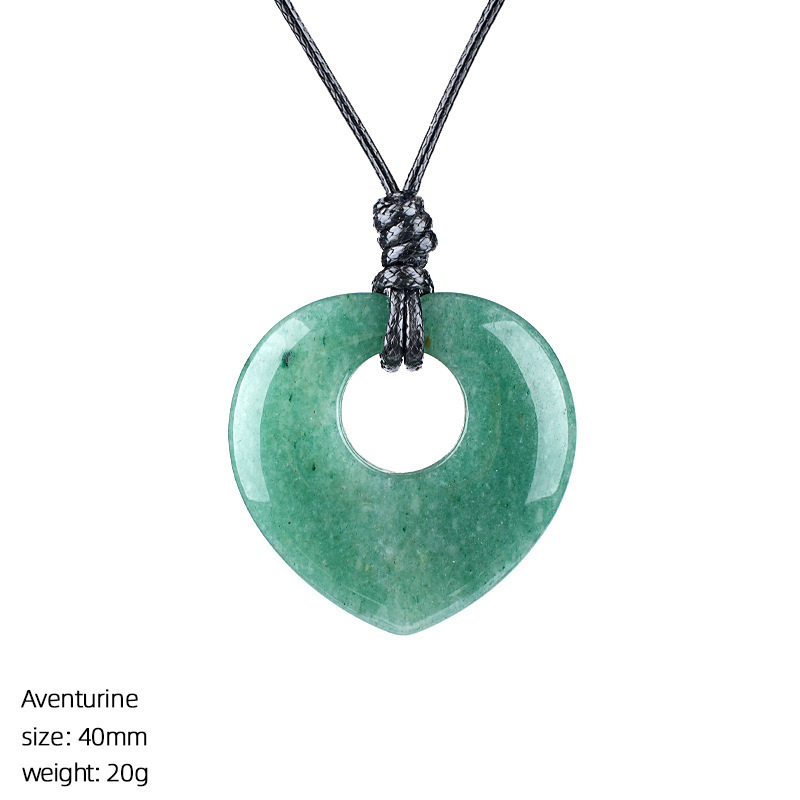 Natural Stone Heart Pendant Necklace Adjustable Rope Hand Carved Heart Charm Minimalist Love Symbol Pendant