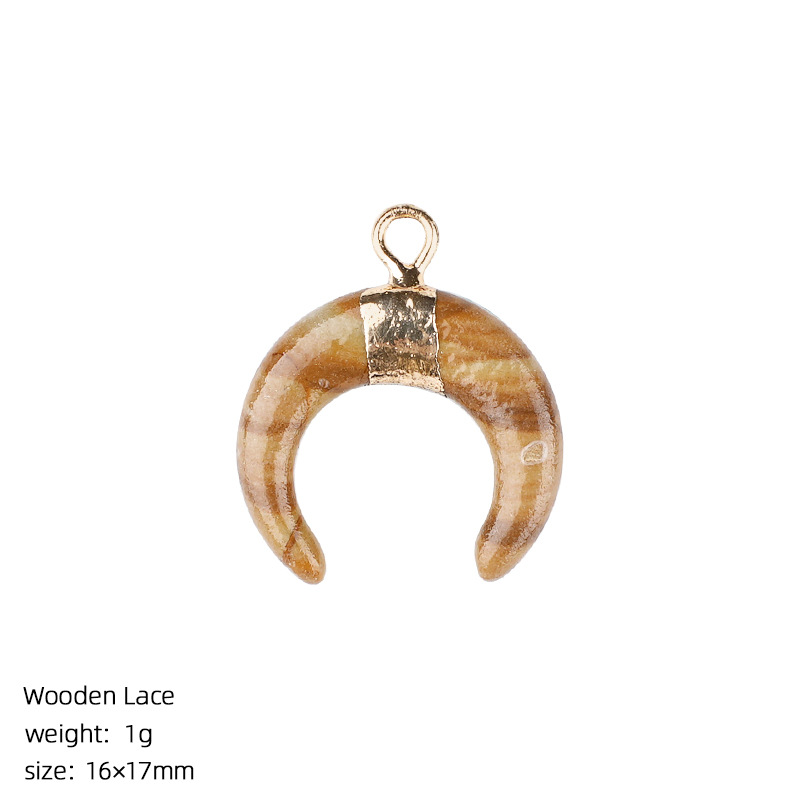 Natural Stone Crescent Moon Pendant Necklace Handcrafted with Adjustable Rope