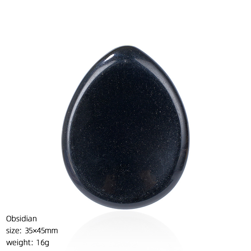 Natural Stone Thumb Worry Stone Teardrop Palm Massage Stone Grooved Crystal Pocket Stone Stress Relief Meditation Healing Stone