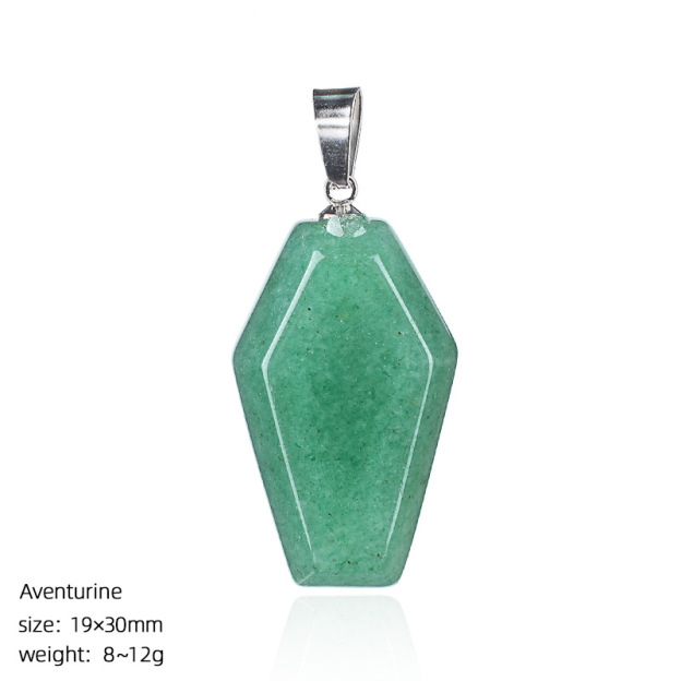 Natural Coffin-Shaped Crystal Pendant Necklace, Faceted Gemstone Coffin Charm, Gothic Style Stone Jewelry for Daily Wear or Seasonal Styling