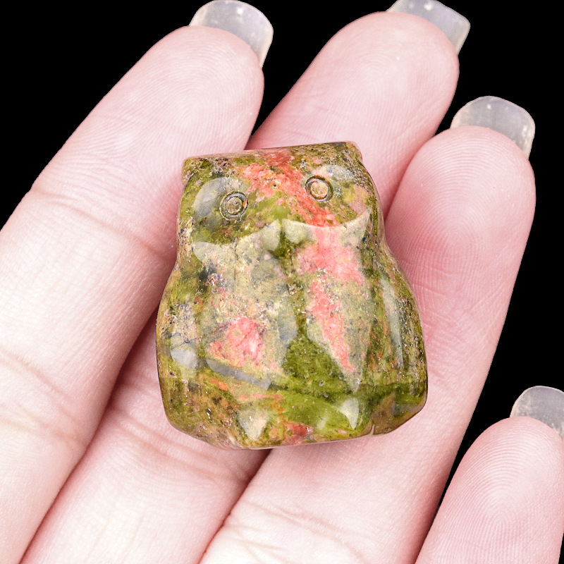 Natural Stone Owl Mini Figurine Hand Carved Animal Desk Decor Small Owl Statue Home Display Collectible Ornament Gift