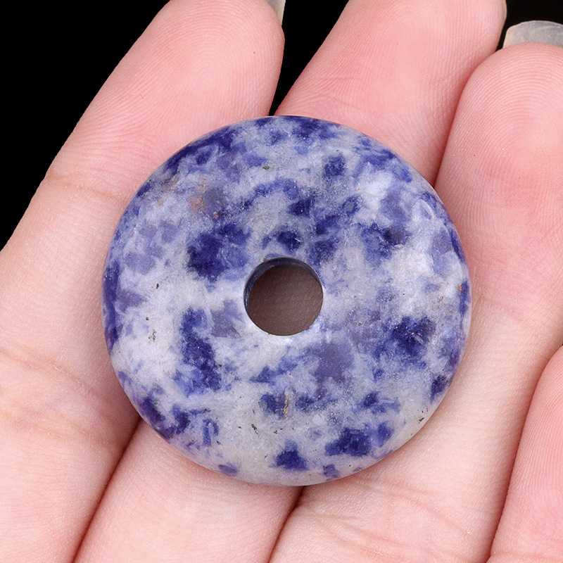 Natural Stone Donut Circle Pendant DIY Necklace Charm Round Large Hole Amulet Style Smooth Polished Minimalist Fashion Accessory