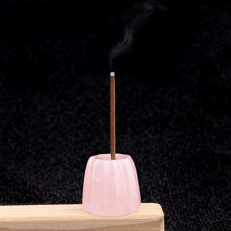 Natural Crystal Flower Incense Holder, Carved Agate Stone Stick Incense Base Mini Aromatherapy Holder Decorative Crystal Burner Ornament