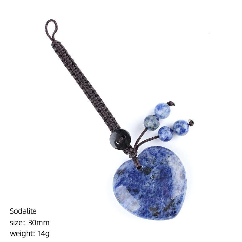 Natural Stone Heart Keychain Pendant | Crystal Heart Bag Charm for DIY & Wholesale