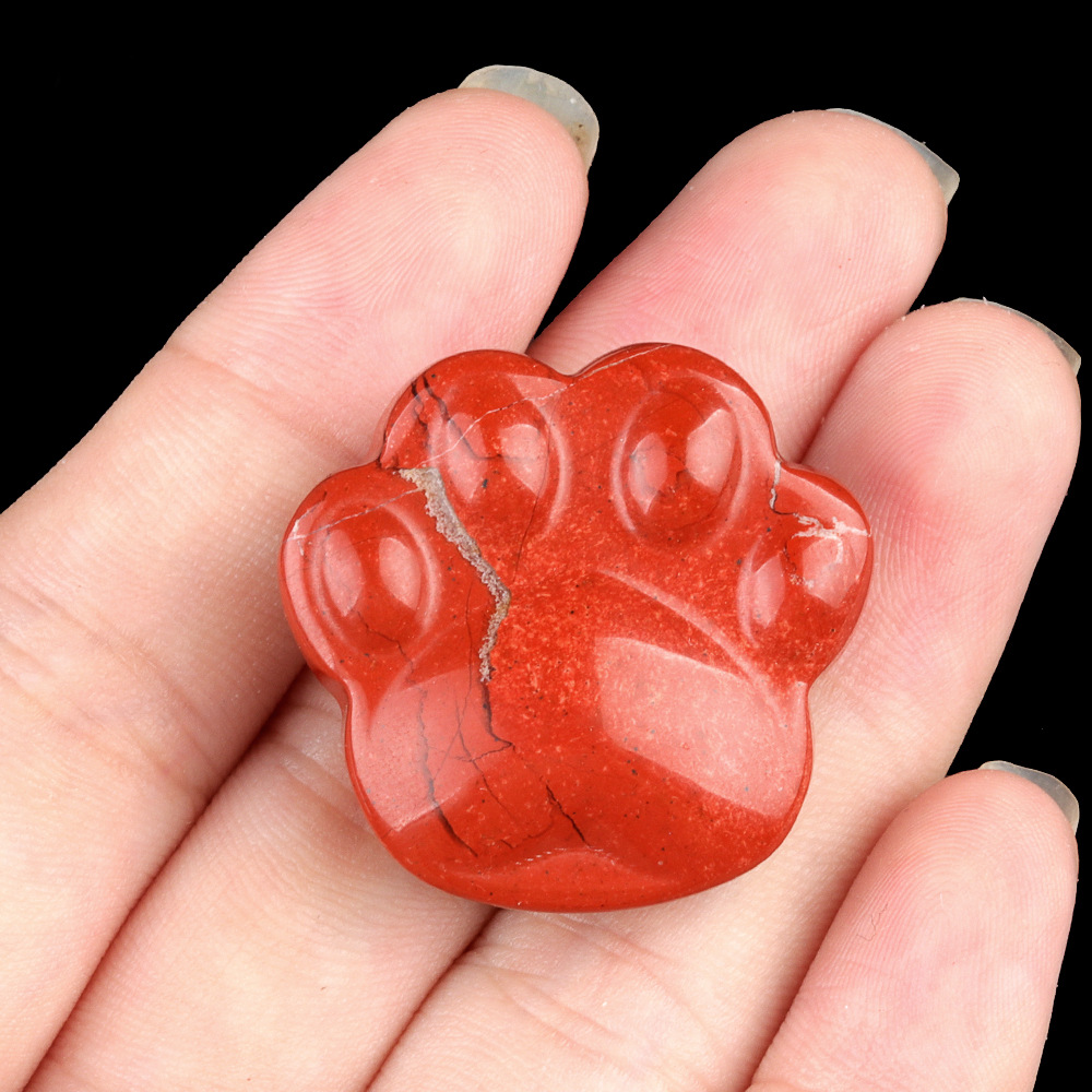 Natural Crystal Paw Figurine, Carved Cat Paw Bear Paw Stone Mini Desk Decor Gift, Polished Animal Palm Ornament and Cute Display Collectible