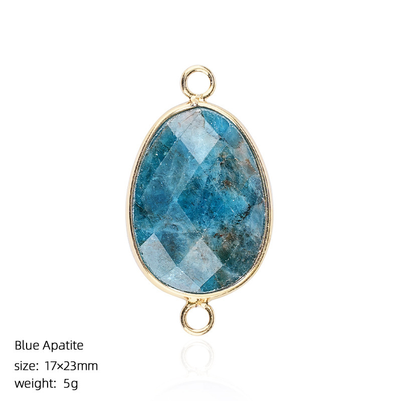 Natural Crystal Faceted Connector Charm, Gold Wrapped Double Loop Gemstone Pendant for DIY Bracelet, Necklace and Handmade Jewelry Making