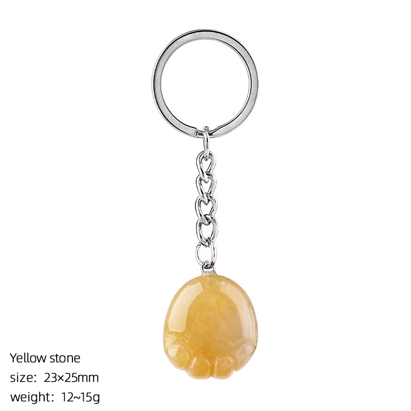 Natural Crystal Paw Keychain, Cute Stone Cat Paw Charm for Bag Decoration, Key Ring Accessory, DIY Pendant and Everyday Gift