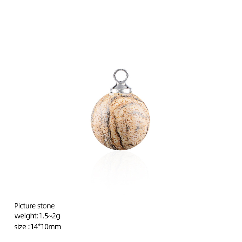 Natural Stone Round Ball Pendant Charm, 10mm Sphere Pendant for DIY Necklace Bracelet Earrings Craft Accessories