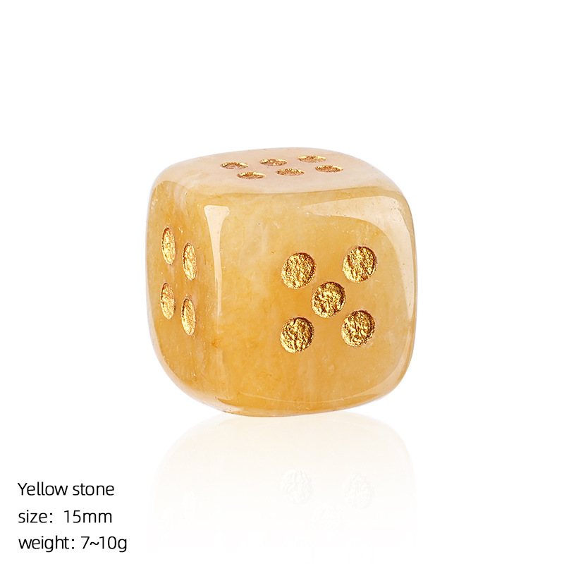 Natural Gemstone Dice Rounded Edge 15mm Crystal Dice for Board Games and Collection